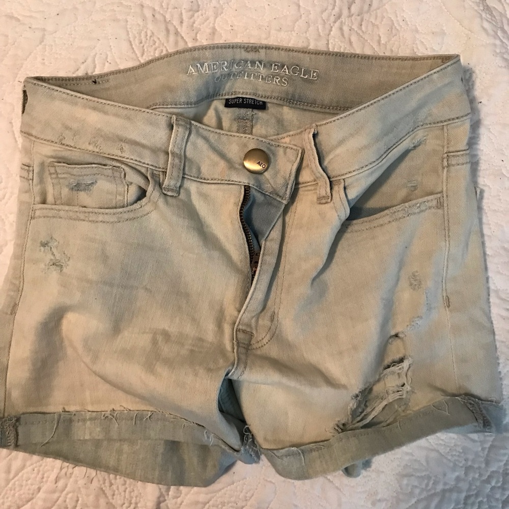 AE super stretch high rise jean short